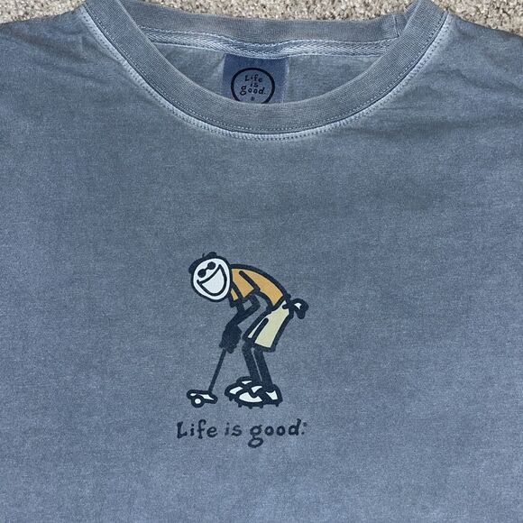2-Gray & Red Life is Good Crusher Iron Golf Golfer Happy Face clubs T Shirt M - Picture 3 of 3